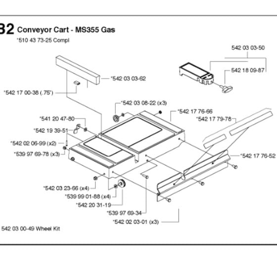 Conveyor Cart Assembly 2 for Husqvarna MS 355 G Masonry Saw