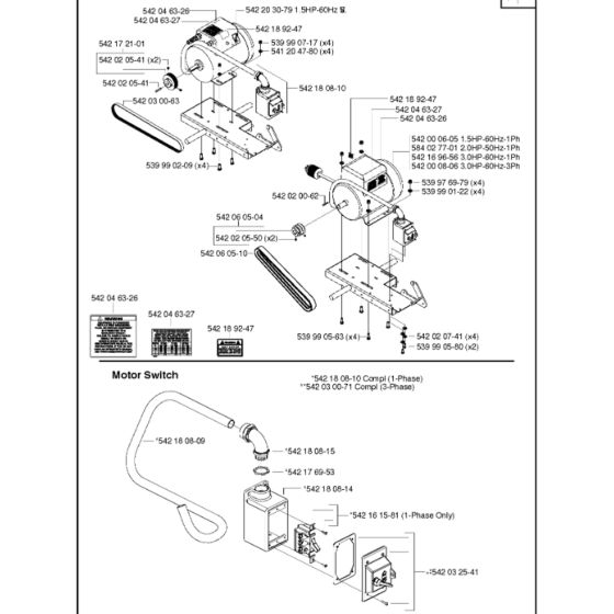 Motor Assembly for Husqvarna MS 355 G Masonry Saw