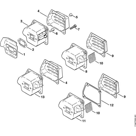 Muffler Assembly for Stihl MS360 Chainsaws