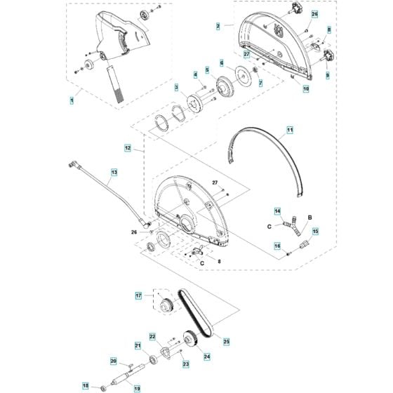 Blade Guard Assembly for Husqvarna MS 360 Masonry Saw,