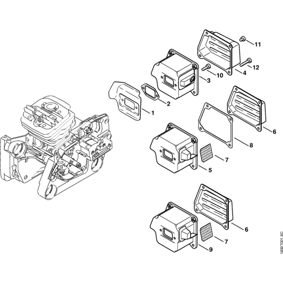 Muffler Assembly for Stihl MS360C Chainsaws