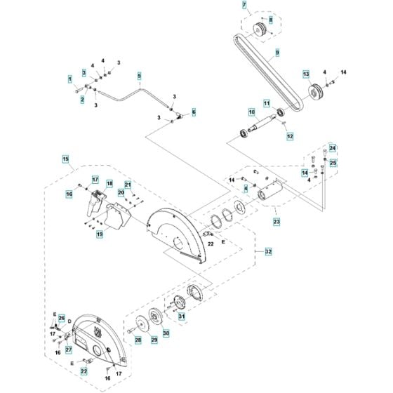 Blade Guard Assembly for Husqvarna MS 360 G Masonry Saw.