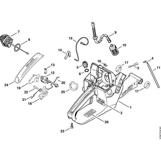 Tank housing Assembly for Stihl MS380 Chainsaws