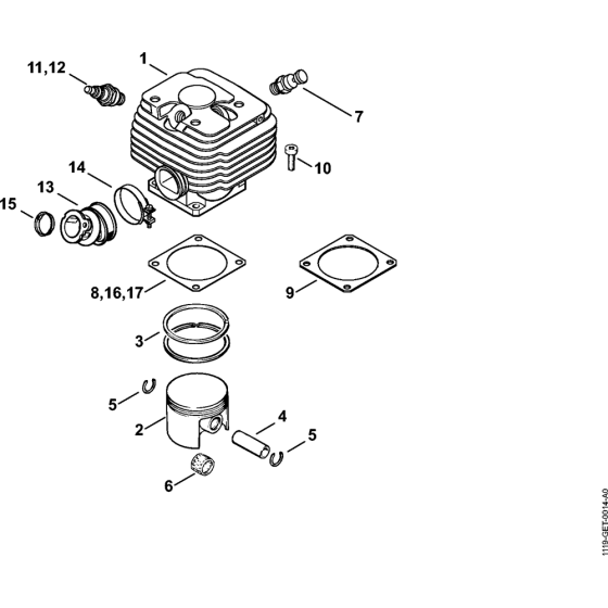 Cylinder Assembly for Stihl MS381 Chainsaws