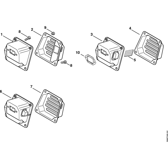 Muffler Assembly for Stihl MS381 Chainsaws