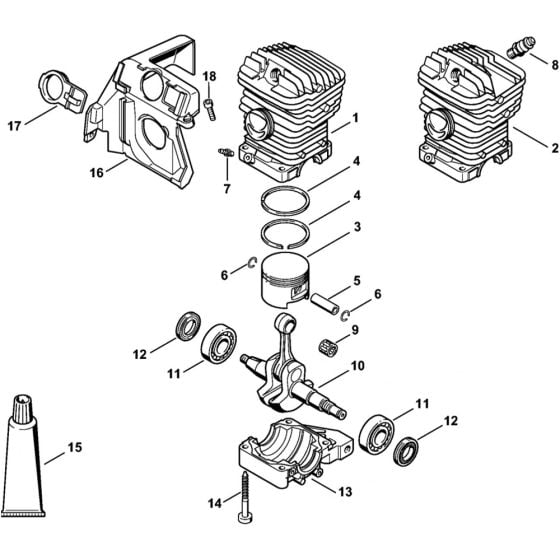 Cylinder MS 390 Assembly for Stihl MS390 Chainsaws