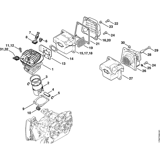 Cylinder Assembly for Stihl MS440 Chainsaws