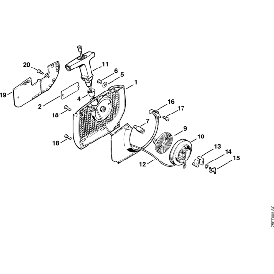 Rewind starter Assembly for Stihl MS440 Chainsaws