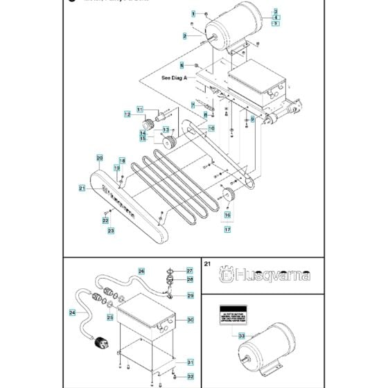 Motor, Pulley & Belts Assembly 2 for Husqvarna MS 510 Masonry Saw,