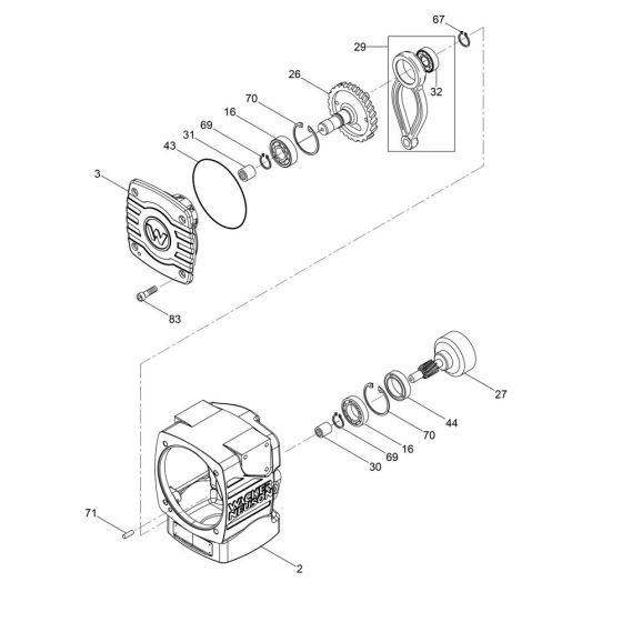 Crankcase Assembly for Wacker MS52 Trench Rammer