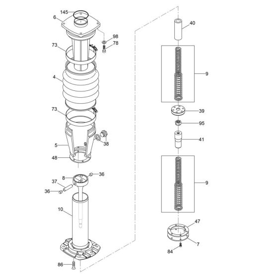 Guide Cylinder Assembly for Wacker MS52 Trench Rammer