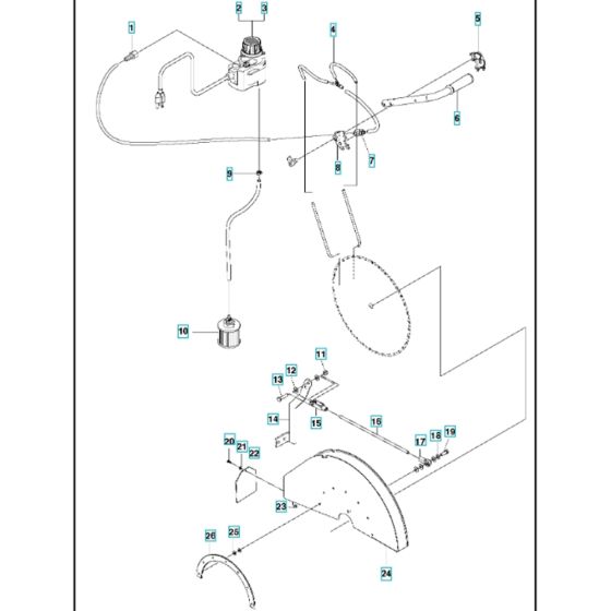 Blade Guard Assembly 2 for Husqvarna MS 610 Masonry Saw.