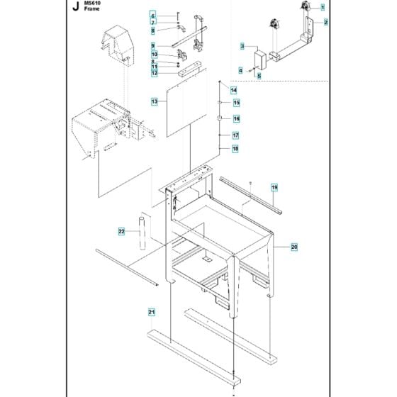 Frame Assembly for Husqvarna MS 610 Masonry Saw.