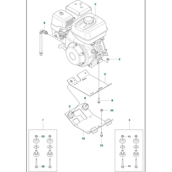 Engine Assembly for Husqvarna MS 610 G Masonry Saw.