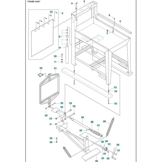 Frame Assembly for Husqvarna MS 610 G Masonry Saw.