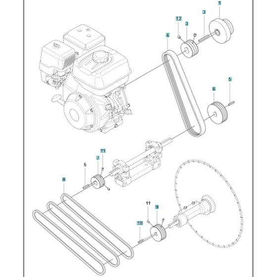 Pulley Assembly for Husqvarna MS 610 G Masonry Saw.