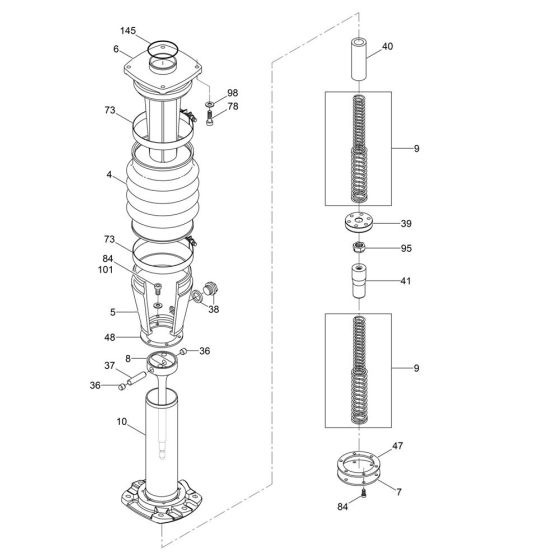 Guide Cylinder Assembly for Wacker MS62 Trench Rammer