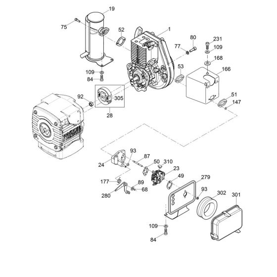 Air Duct, Muffler Assembly for Wacker MS62 Trench Rammer