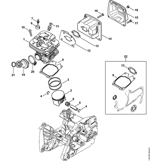 Cylinder & Muffler Assembly for Stihl MS651 Chainsaws