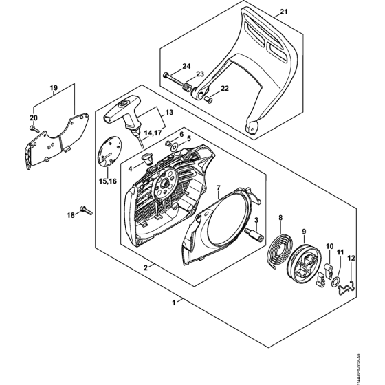 Rewind starter & Hand guard Assembly for Stihl MS661 MS661C Chainsaws