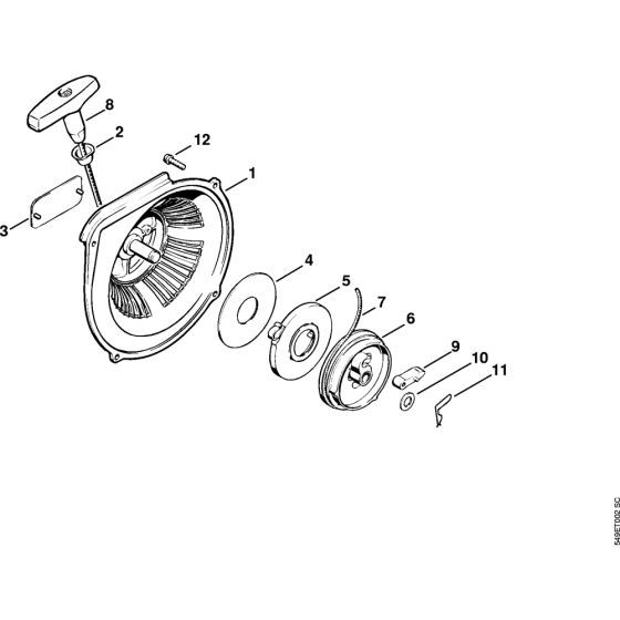 Rewind starter Assembly for Stihl MS720 Chainsaws