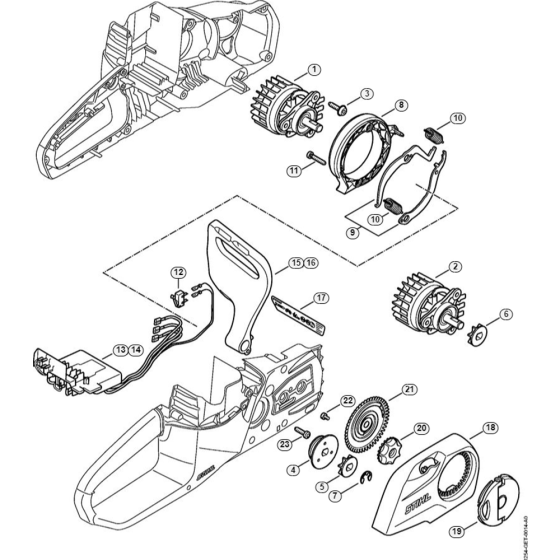 Electric Motor, Electric Module Assembly for Stihl MSA 120 C-BQ Powerhead Cordless Chainsaw