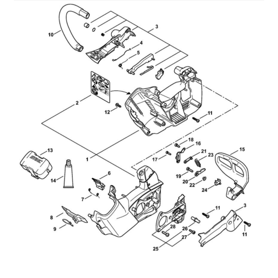 Motor housing, Handlebar for Stihl MSA 161 T Chainsaw