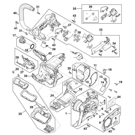 Motor, Handle Housing Assembly for Stihl MSA 220.0 T Chainsaw