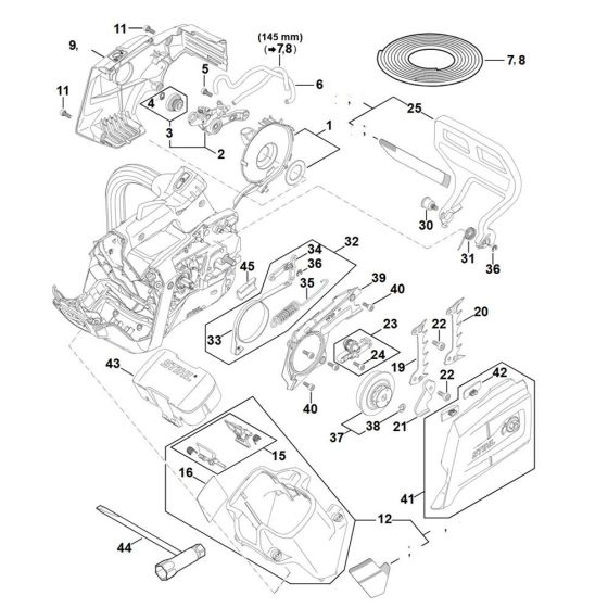 Shroud, Fan Housing, Chain Brake Assembly for Stihl MSA 220.0 T Chainsaw