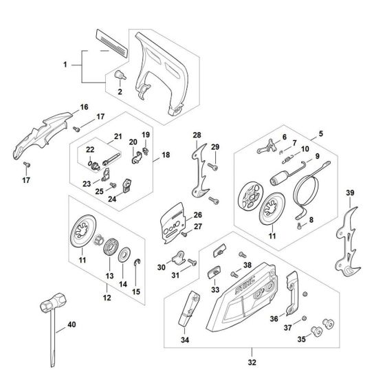 Guard, Chain Brake, Tensioner Assembly for Stihl MSA 301 Chainsaw