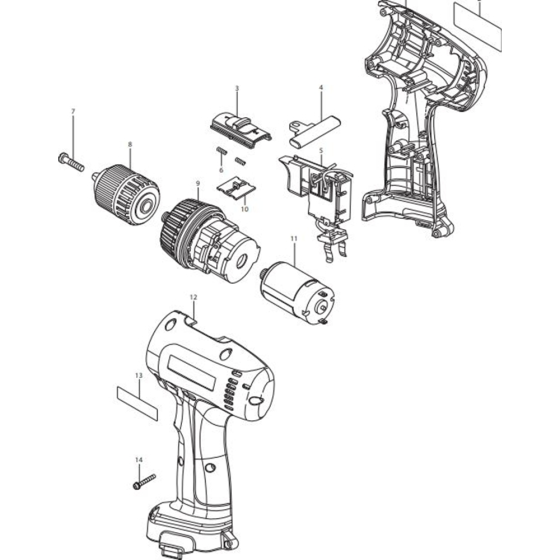 Main Assembly for Makita MT062SK3 Cordless Driver Drill