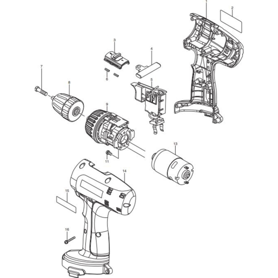 Main Assembly for Makita MT064SK Cordless Driver Drill