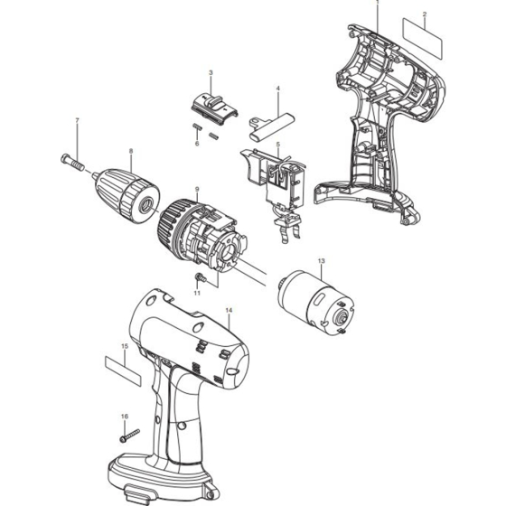 Main Assembly for Makita MT065SK3 Cordless Driver Drill