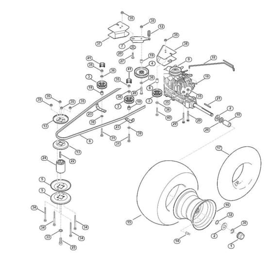 Gearbox, Rear Wheel for Stihl/ Viking MT 5097.0 Ride on Mowers