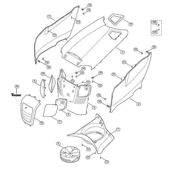 Engine Hood for Stihl/ Viking MT 5097.0 C Ride on Mowers