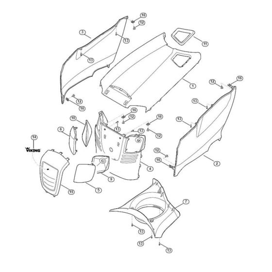 Engine Hood for Stihl/ Viking MT 5097.0 Z Ride on Mowers