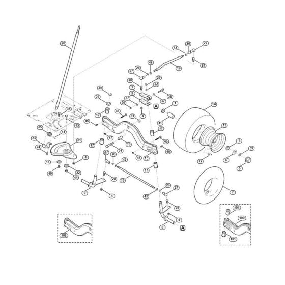 Steering, Front Wheel for Stihl/ Viking MT 5097.1 Z Ride on Mowers