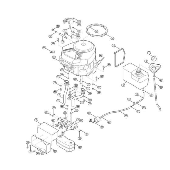 Engine, Tank for Stihl/ Viking MT 5112.1 Z Ride on Mowers