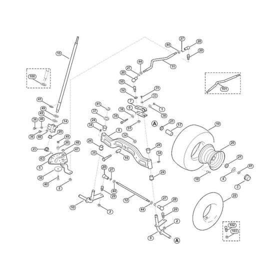 Steering, Front  for Stihl/ Viking MT 6112.0 C Ride on Mowers