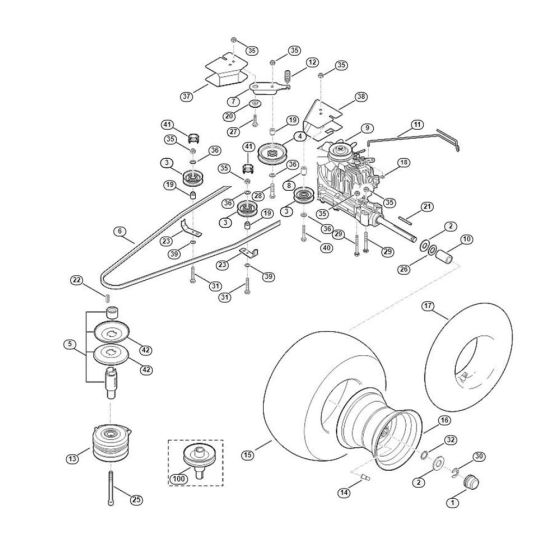 Gearbox, Rear Wheel, Blade Clutch for Stihl/ Viking MT 6127.0 ZL Ride on Mowers