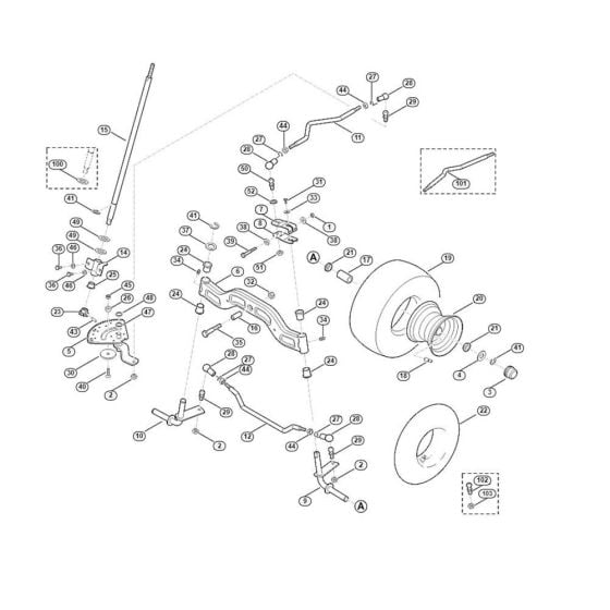 Steering, Front Wheel for Stihl/ Viking MT 6127.0 ZL Ride on Mowers