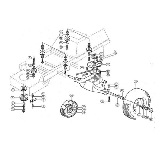 V-Belt Train, Rear Wheels for Stihl/ Viking MT 680 Ride on Mowers