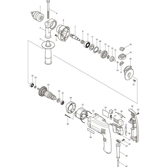 Main Assembly for Makita MT811 Hammer Drills
