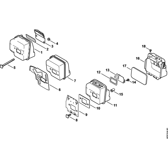 Muffler Assembly for Stihl MS170 MS170C Chainsaws