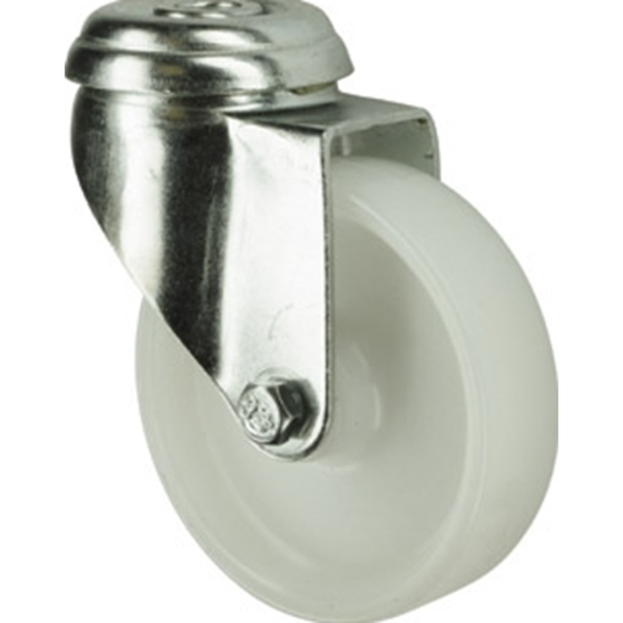 Polypropylene Swivel Castor c/w Plain Bearing & Single Hole Fixing