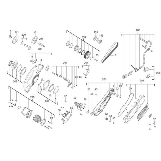 Complete Assembly for Milwaukee MXF COS350G2 Cut-Off Saw