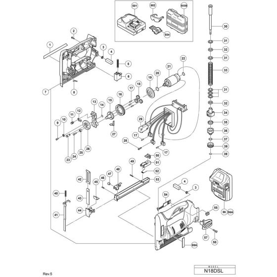 Main Assembly for Hikoki N18DSL Cordless Stapler