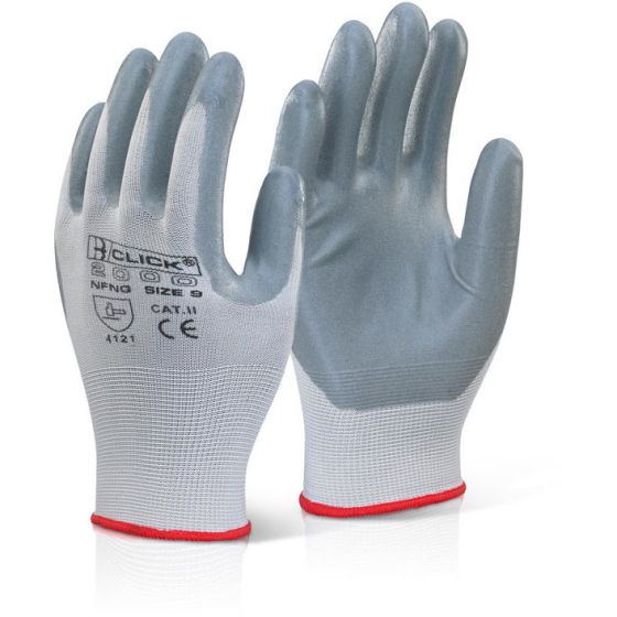 Nitrile Foam Nylon Glove Seamless Shell c/w Coated Palms & Fingers Grey 10