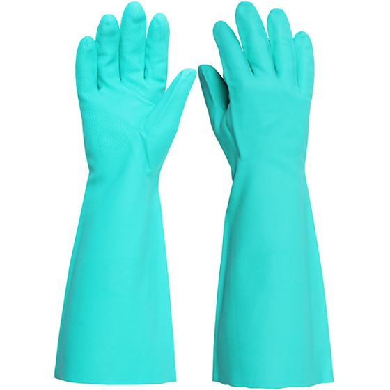 18" Green Nitrile Gloves, Food Safe & Silicone Free - Size: L (Each)