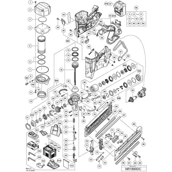 Main Assembly for Hikoki NR1890DC Cordless Nailer